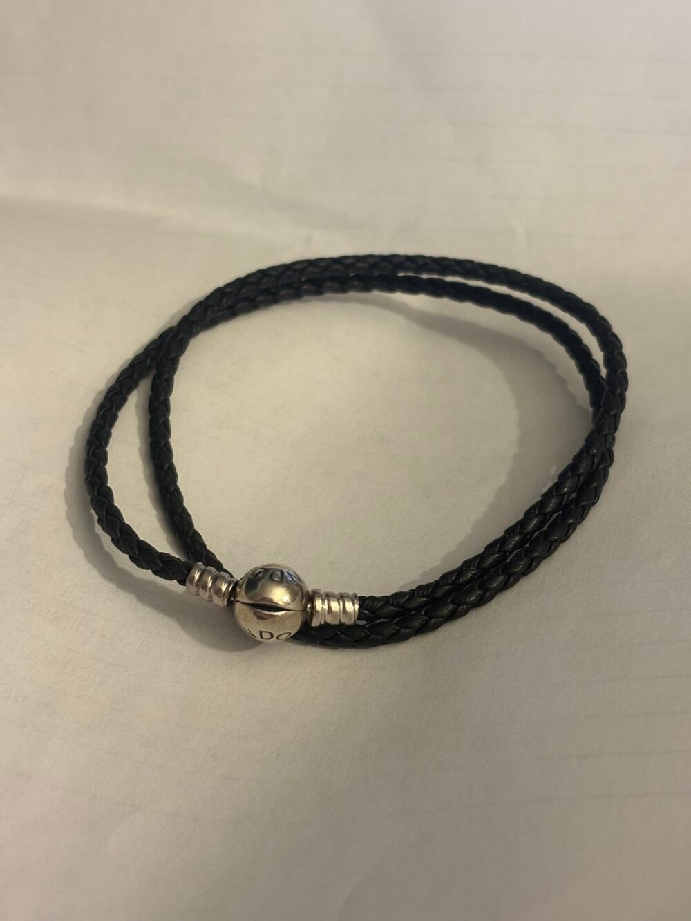 Authentic Pandora Black Leather Bracelet 8.5” ALE 925